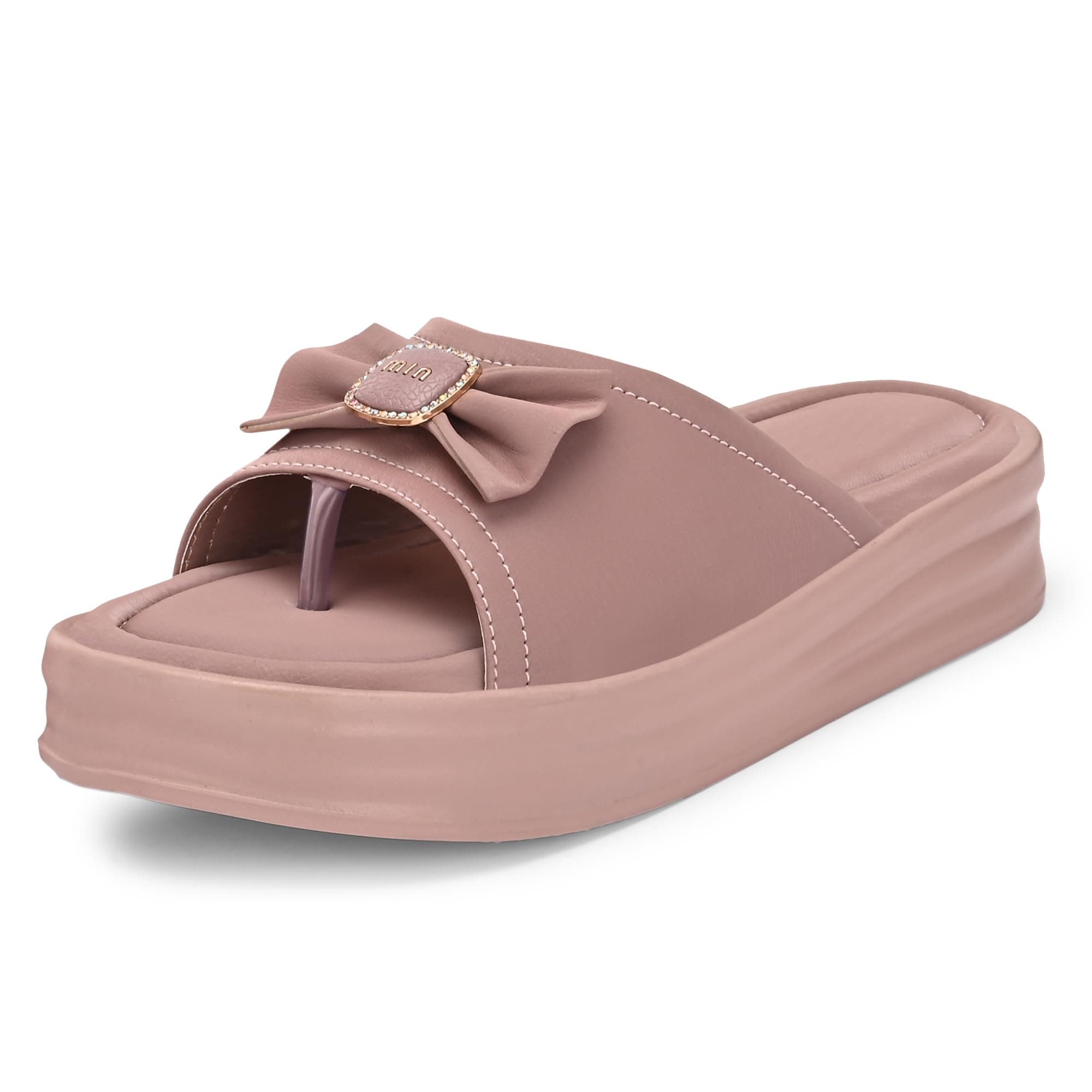 Centrino Women's Platform Slide Sandals | Stylish Bow Knot Slip-On for Ladies | Trendy Cushioned Wedge Chappal with Buckle | Ideal for Casual,Office,Shopping,Walking, Travel & Outdoor(9342)
