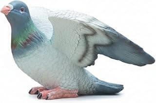 ATORSE® Textured Resin Pigeon Statue Painted Pigeon Statue Molded Base Resin Bird Ornament Decorative, Gray White M Wings