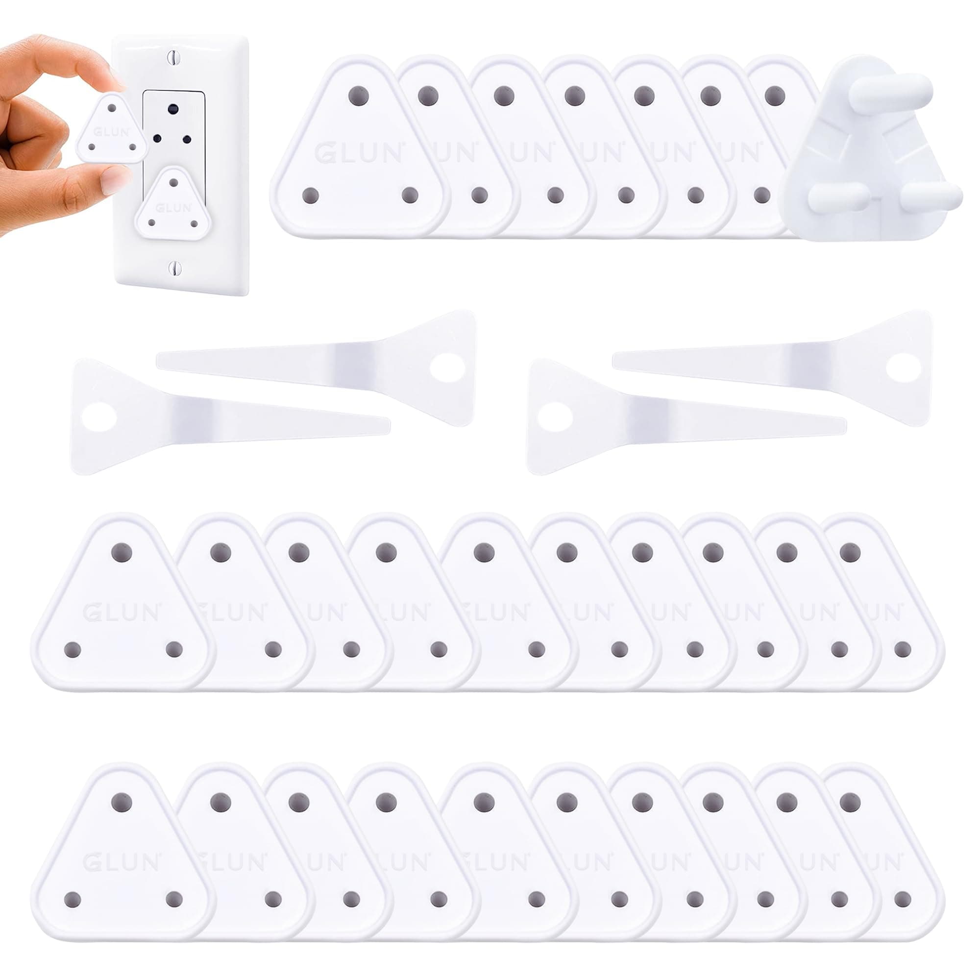 GLUN® Electric Switch Board Socket Cover Guard with 4 Removal Pin, Pack of 52 (8 Piece 16 Amp & 40 Piece 5 Amp) for Child Proofing Socket Plug Protector for Baby Safety
