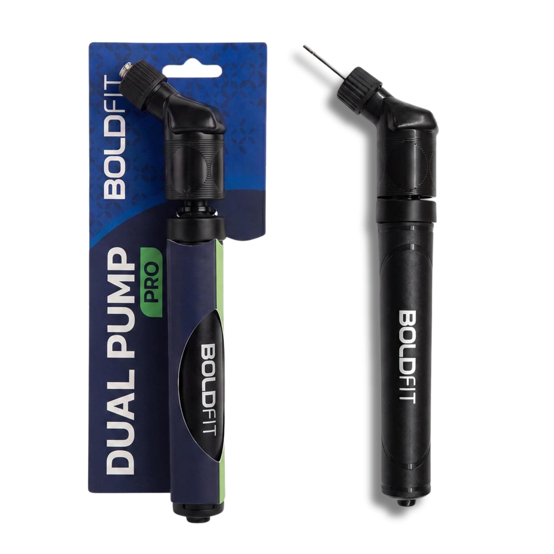 Boldfit Ball Pump with Needle Dual Action Hand Pump for Football, Basketball, Volleyball, Rugby, Soccer Football Pump with Pin Mini Air Pump for Sports Balls Football Pumper, Black