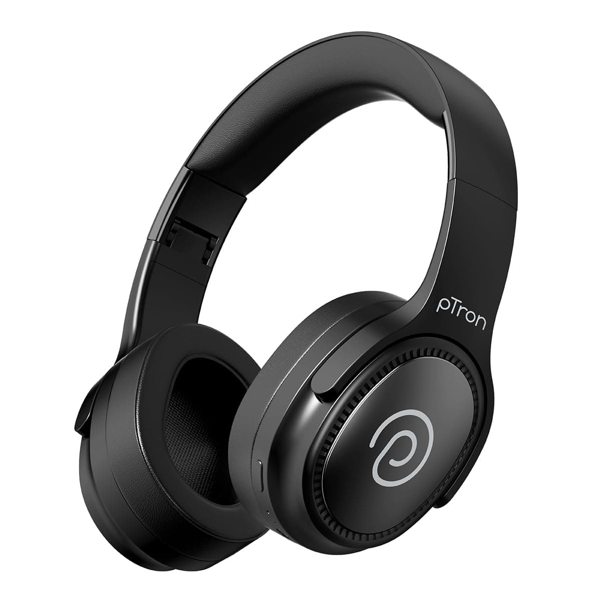 pTron Studio Pro w/ 65Hrs Playtime, Wireless Over Ear Headphones w/HD Mic, Dual Device Pairing, TruTalk AI-ENC Calls, Low-Latency Game & Music, 40mm Drivers, BT5.4, Type-C Fast Charging (Jet Black)