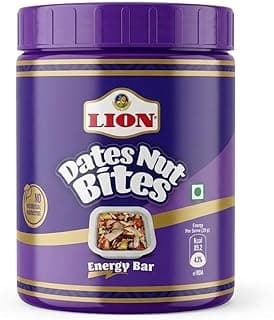 Lion Dates Nut Bites, 10 Pieces (200g | 20g Each) - Date bites, Barfi Made with Dates Energy Bar with Dates, Almonds, Cashews | No Added Sugar & Protein-Rich Snack for Natural Energy , Dry Fruits Nuts, Healthy Snacks Sweets (12 Pieces)