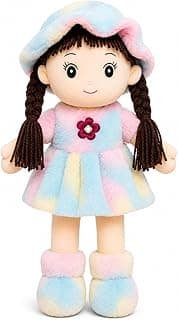 Soft Hat Doll for Kids 42 cm | Cute Plush Rag Doll with Cap & Braided Hair | Washable Stuffed Soft Toy for Girls & Boys | Birthday Gift | Multicolor