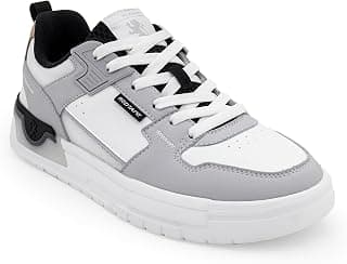 Red Tape Men's Sneakers White Grey Pu Mesh Round Toe Lace-Up