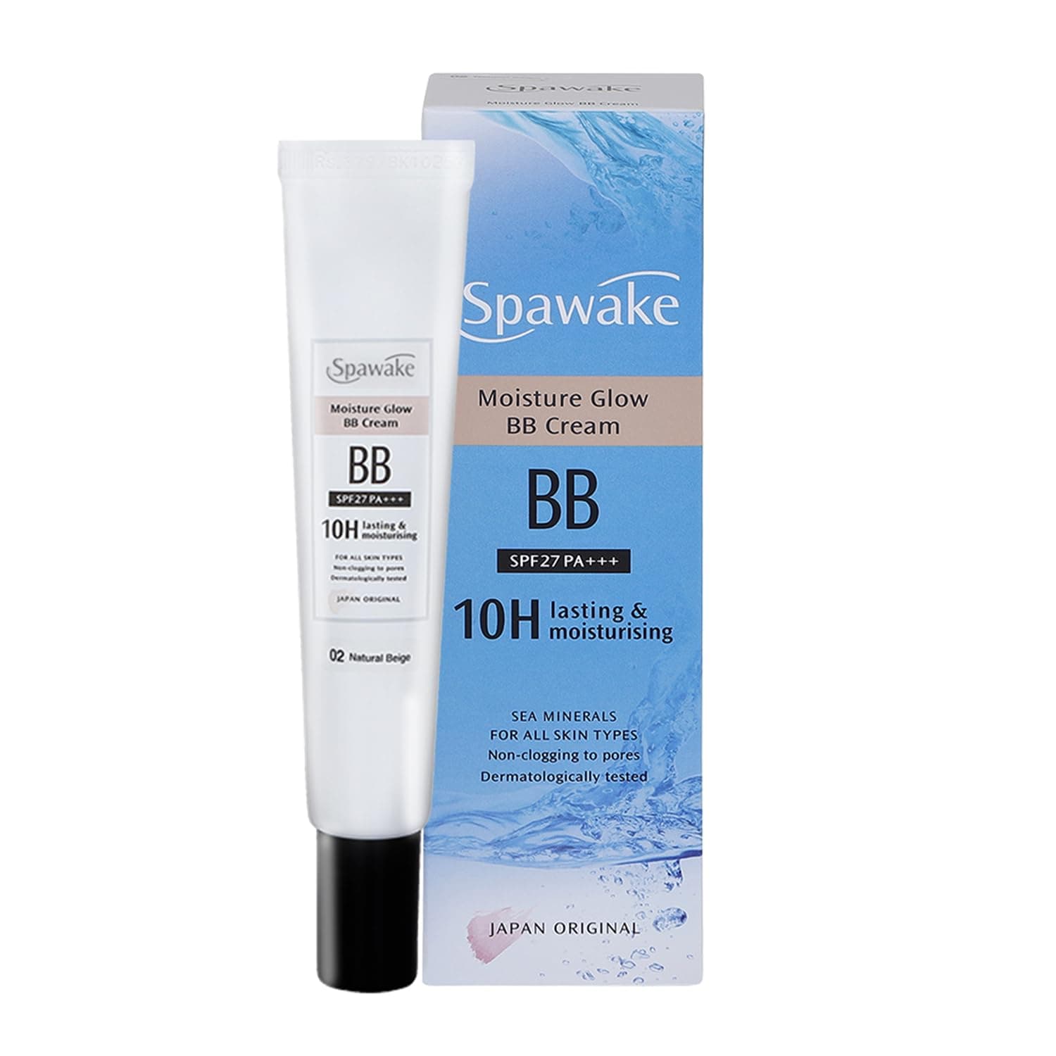 Spawake Moisture Glow BB Cream 02 Natural Beige – Natural looking Coverage, 10-Hour Hydration, SPF27/PA+++, Blue Light Protection, J-Beauty Formula for All Skin Types, 30g