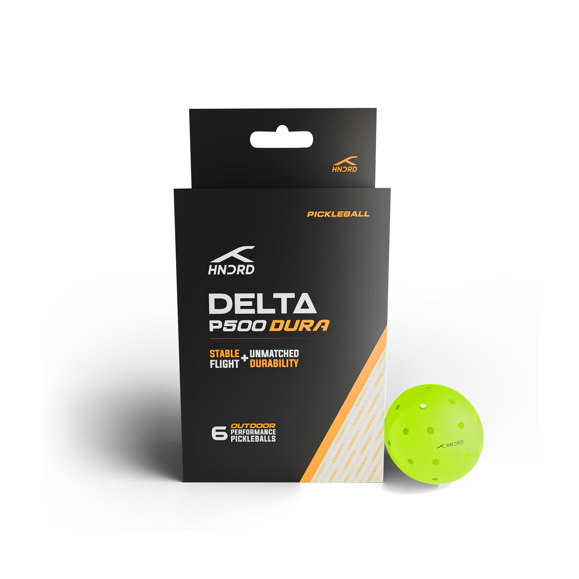 HNDRD Delta P500 Dura Pickleball Balls | Premium Outdoor Pickleballs | High-Bounce & Durable Performance | Precision Drilled | Pack of 6