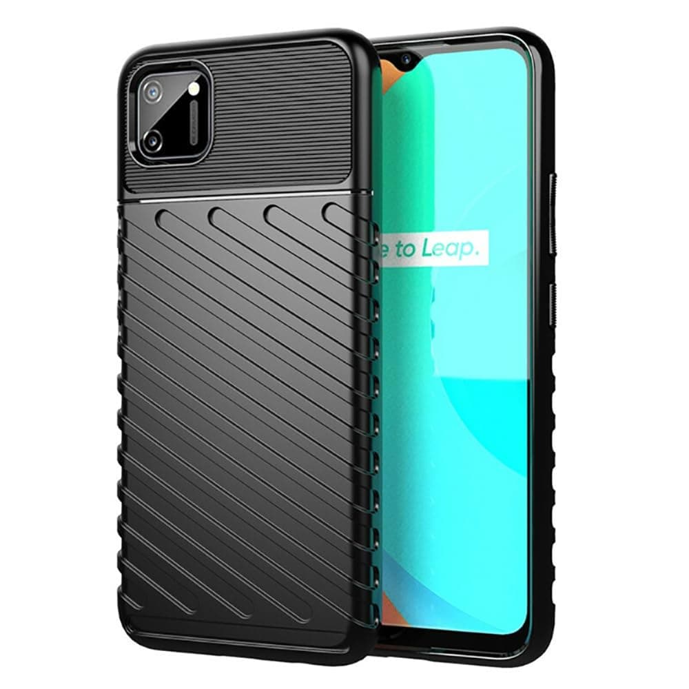 Amazon Brand - Solimo Shockproof Mobile Cover Compatible with Realme C11 4G (360 Degree Protection | Protective Design | Anti-Scratch Tough Slim TPU Case), Black