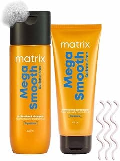 Matrix Mega Smooth Sulfate-free Shampoo (200ml) and Conditioner (100ml) Combo with Squalene and Bonding Blend for Gentle care and Bond Repair | Smoothens Hair | Safe For Chemically Treated Hair