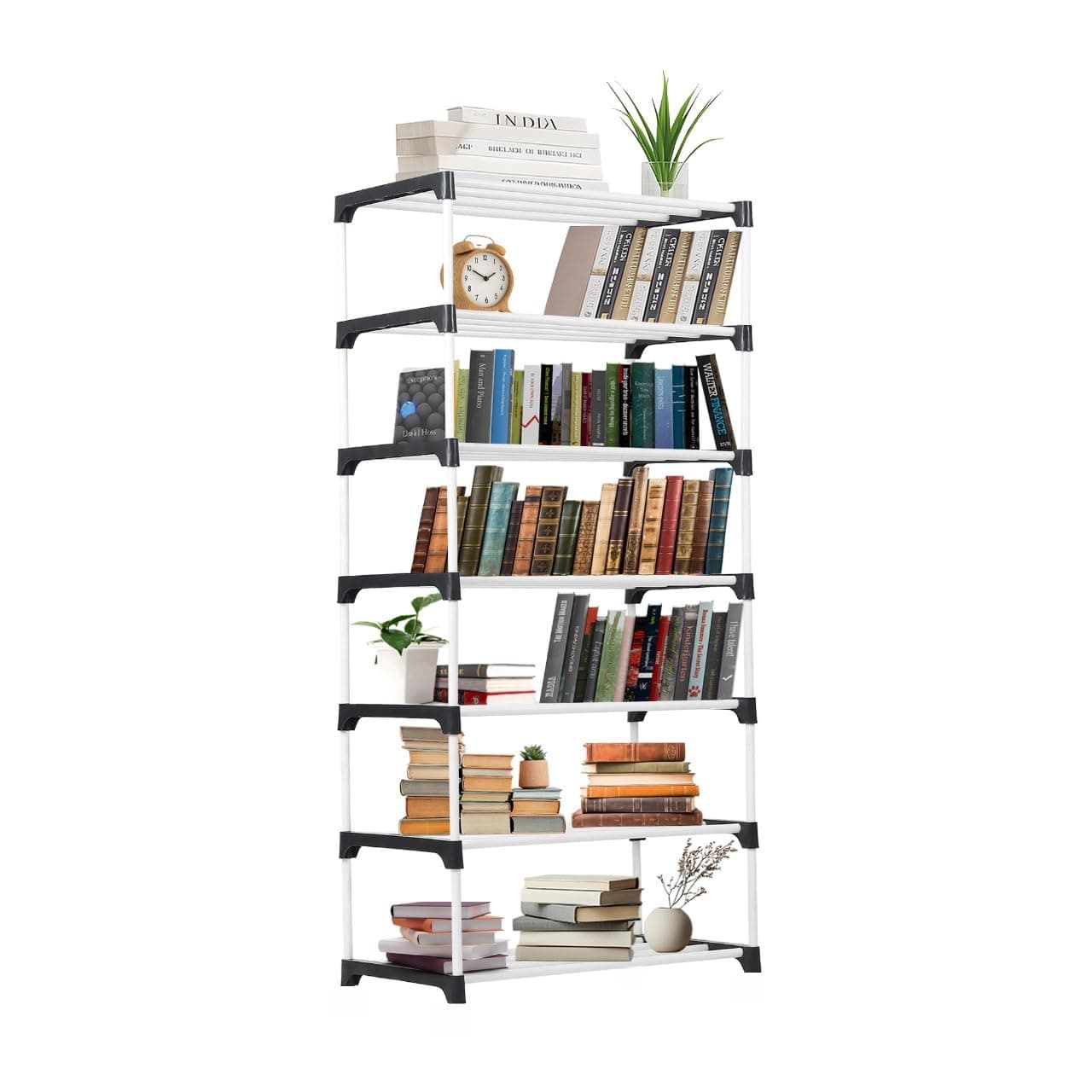 SaKLaK 7 Layer Eco-Friendly Book Stand for Bedroom, Office & Library Expandable & Stackable Storage for Home & Office Space-Saving Leaning Bookcase for Modern Interiors Open Bookcase for Home,& Study