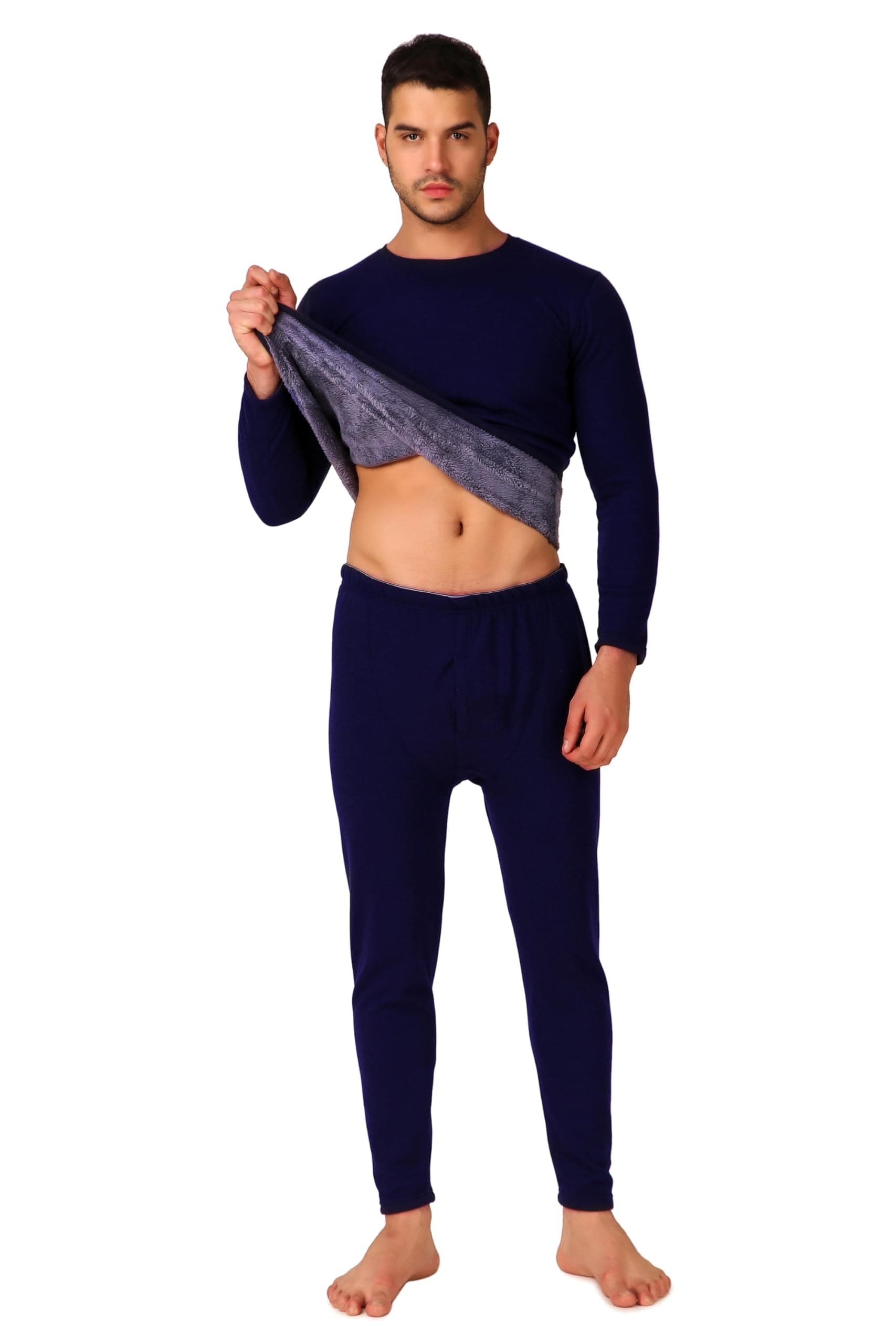 TFAOOSHIN | Mens | Thermal Set (Top and Bottom) | Fur Inside | Round Neck | Full Sleeves |