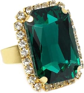 ZAVERI PEARLS Green Crystal Shine Stone Party Bling Contemporary Adjustable Finger Ring For Women-ZPFK10009