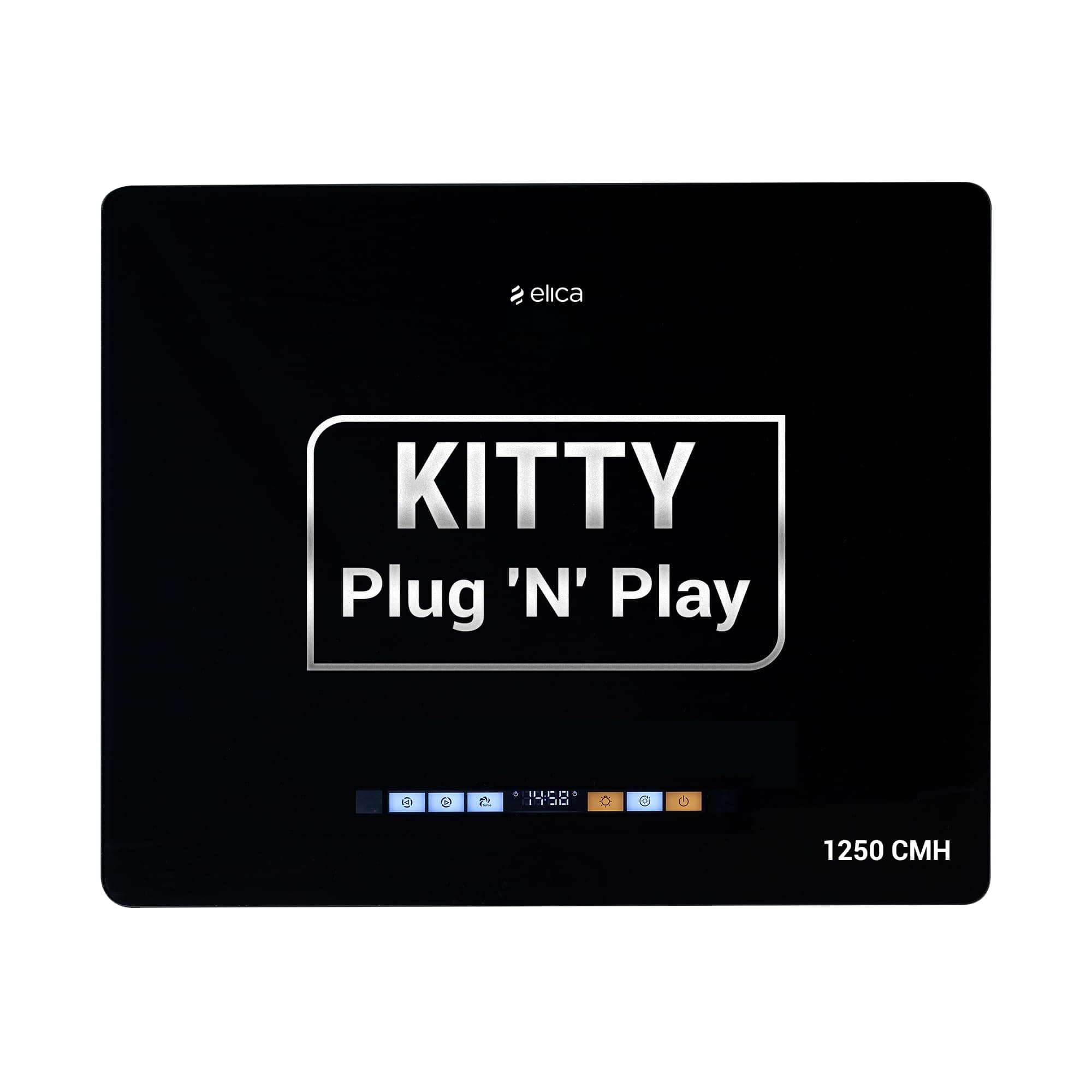 Elica Kitty Plug N Play 60cm 1250 m3/hr Ductless Autoclean Kitchen Chimney | Baffle + Air Recycle Filter | 15 Year Motor + 5 Yr Filter Warranty| 3-way Suction| 48db| RPM Display| Touch + Motion Sensor