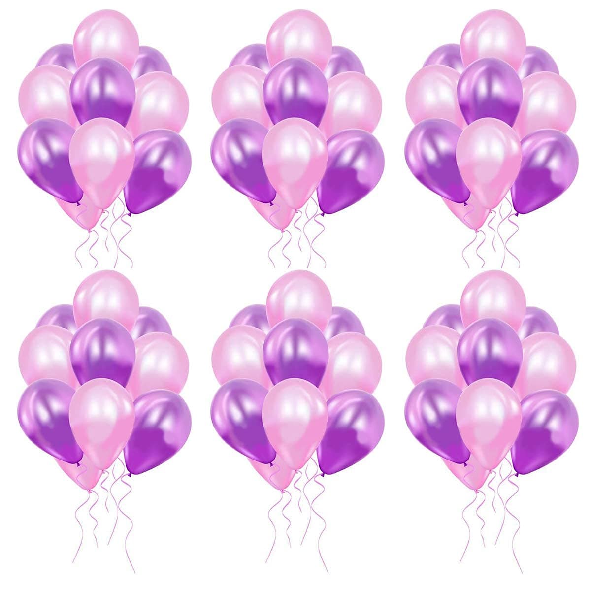Rozi Decoration Rubber Metallic Balloons For Birthday Anniversary Baby Shower Party - Pink Purple Pack Of 50 Piece