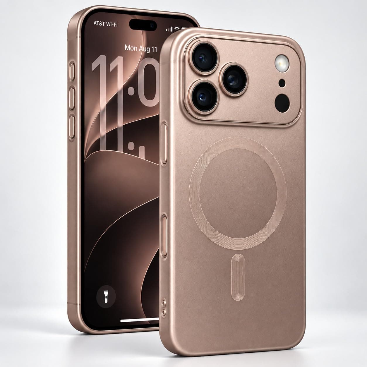 amazon basics Premium Mag-Safe Case for iPhone 18 Pro Max / 17 Pro Max | Shockproof & Anti-Scratch Cover | Soft Silicone with Wireless Charging | Camera Lens Guard - Rose Gold