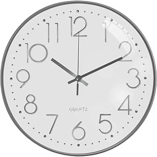 Rylan Wall Clock 12" Silent Quartz Decorative Latest Wall Clock Non-Ticking Classic Clock Battery Operated Round Easy to Read for Room/Home/Kitchen/Bedroom/Office/School/*