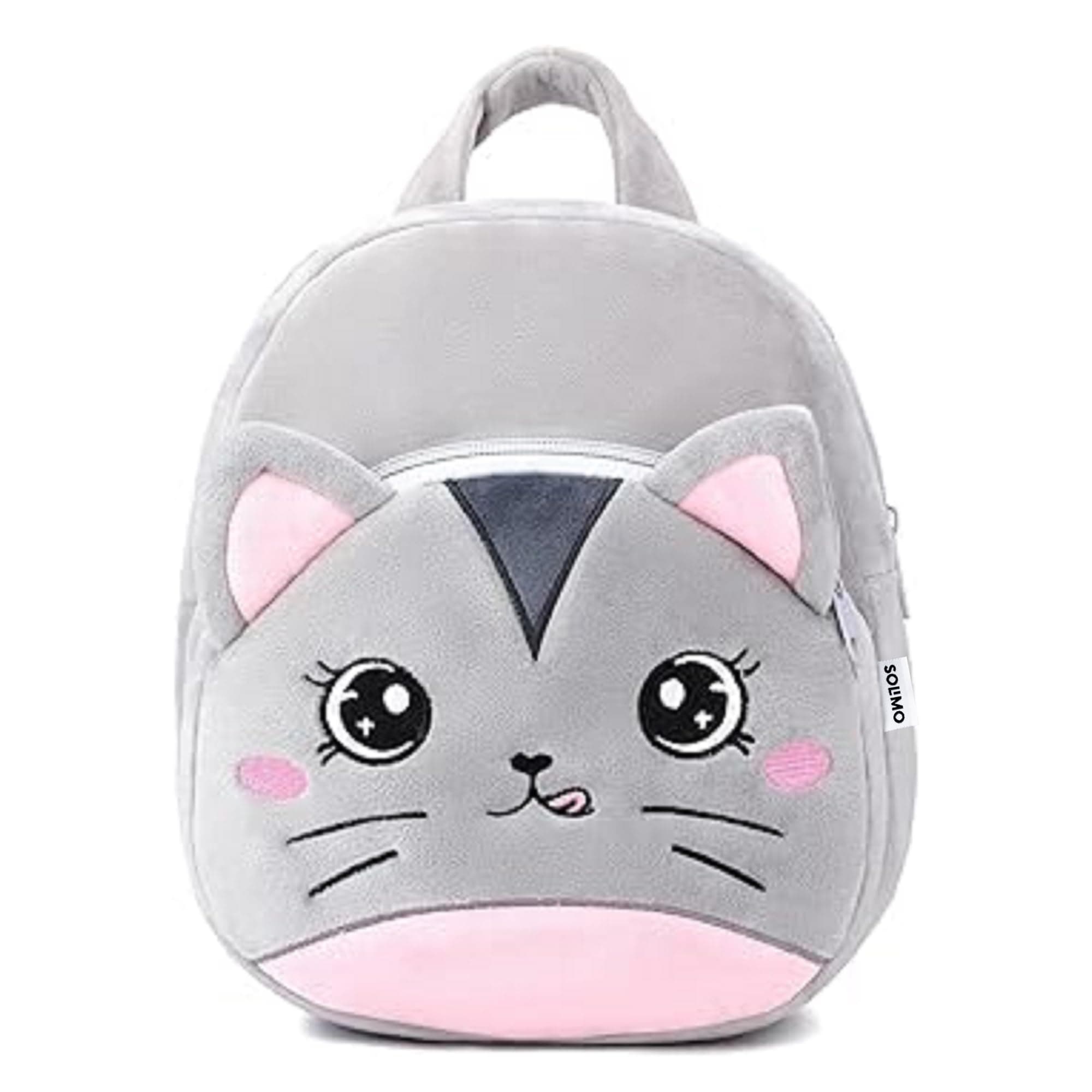 Amazon Brand - Solimo School Bag for Kids Boys and Girls, 14 Inch Small Backpack for Kid, 2-6 Year Old, Toddler, Unisex, Picnic, Casual, Travel, Birthday,Gift For Kids (Cat Grey Pink)