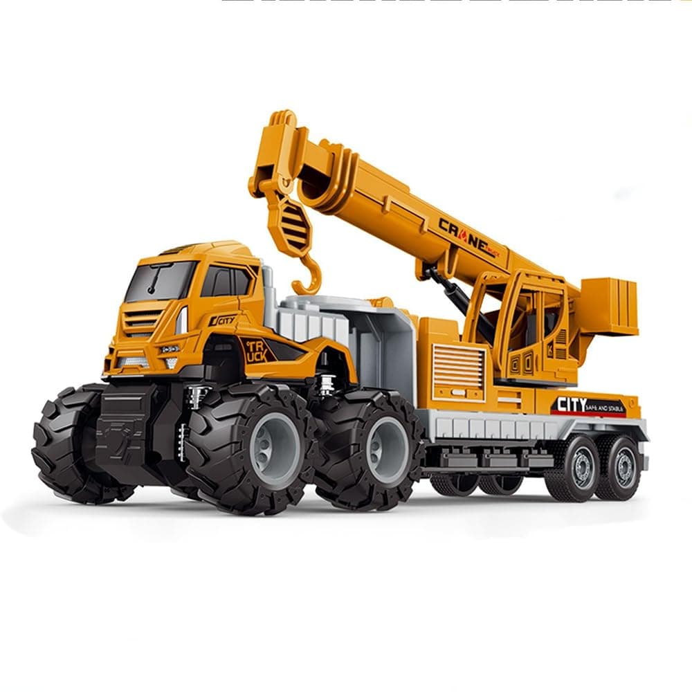 DEUSON ECOM Crane Truck Toy Excavator Toys Construction Truck Toys Diecast Alloy with Friction Powered Toy for Kids