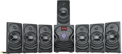 ZEBRONICS Omega 7.1 Home Theatre Speaker with 120W Output, Bluetooth v5.0, USB, AUX, FM Radio, Powerful Subwoofer, LED Display, Remote, Volume & Bass Control