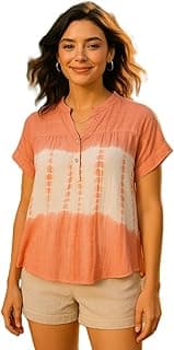 Maaesa Women Handcrafted Tie & Dye Rayon Top | Regular Fit | Lightweight & Breathable Fabric | Casual Wear & Office Wear