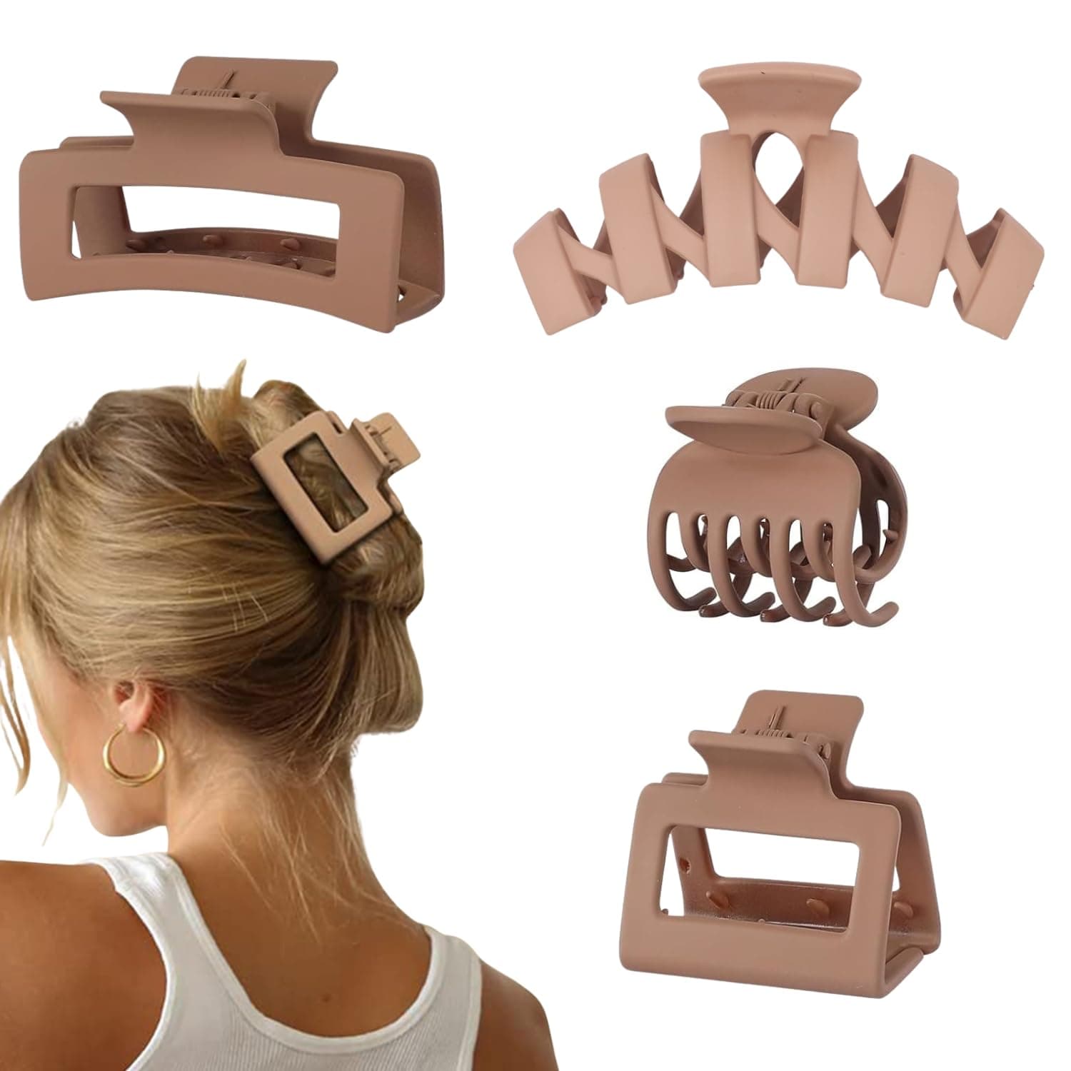 ANNA CREATIONS 4 Pcs Korean Fashion Matte Hair Claw for Women Large Strong Hold Claw Hair Clips for Thick, Thin Hair Accessories for Women & Girls