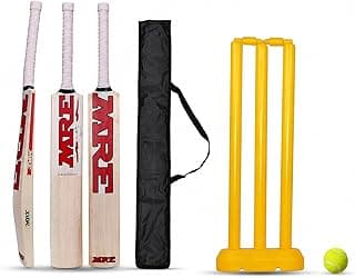 Cricket kit with Wooden Bat & Bat Cover, Plastic Stumps and Tennis Ball for Kids | Cricket Kit for Kids Cricket Bat with Wicket (Size 3, Age 6-10 Year)