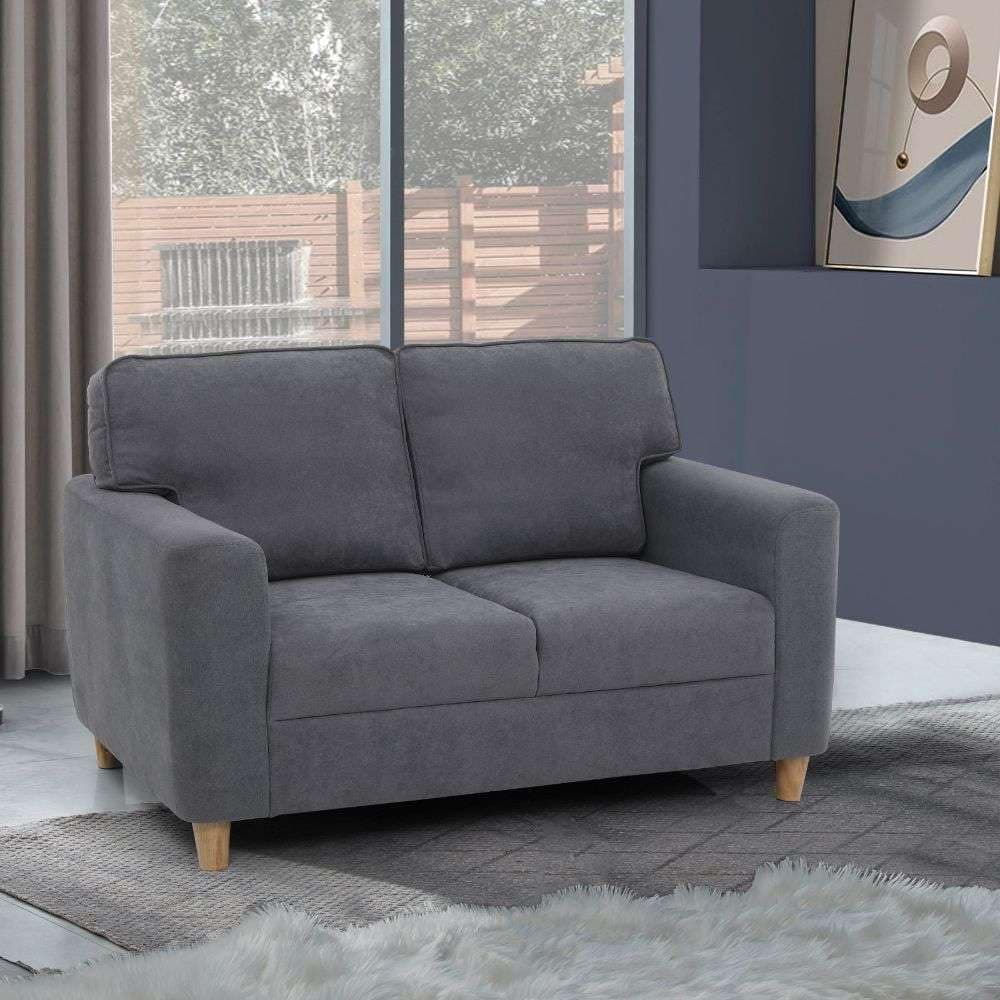 Duroflex Utopia - 2 Seater Fabric Sofa | Premium Fabric with Wedge Arms, Plush Comfort with Foam, Zig-Zag Springs & Solid Wood Build | Durable, Modern Design | 3 Year Warranty - Grey