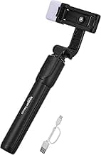 Amazon Basics Bluetooth Extendable Selfie Sticks with Wireless Remote, Light & Tripod Stand, Compatible with iPhone/OnePlus/Samsung/Oppo/Vivo and All Phones,