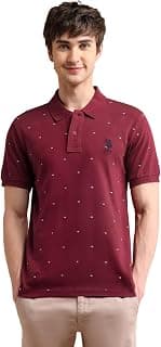 U.S. POLO ASSN. Printed Regular Fit Polo T Shirts for Men - 100% Cotton, Half Sleeves Mens Tshirt