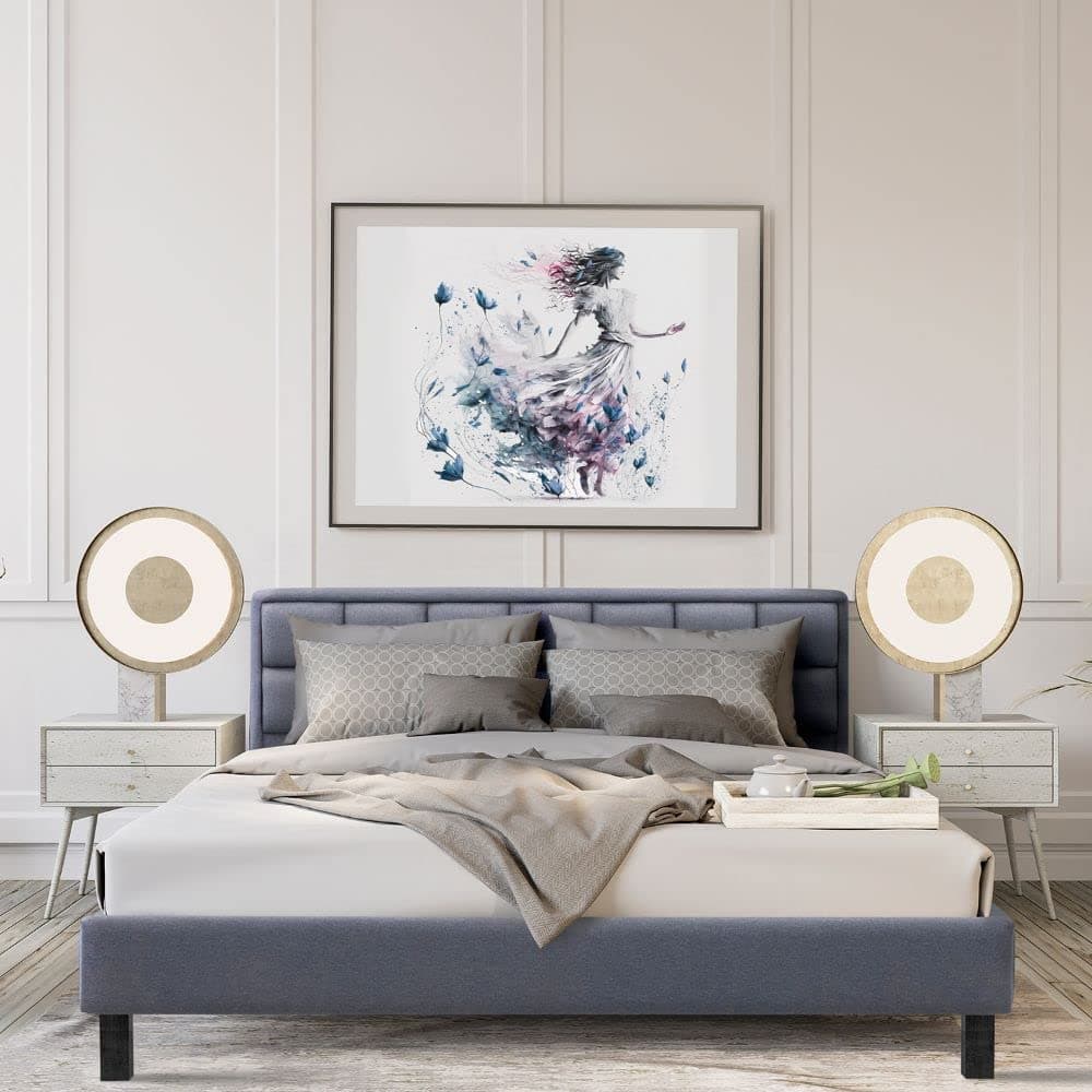 Wakefit Bed | King (78 X 72) Solid Wood Bed, Upholstered, Without Storage, 3 Year Warranty - Surma - Omega Blue