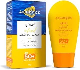 Aqualogica Glow+ Infused Water Sunscreen For All Skin Types Spf 50+ Pa++++ With Papaya&Vitamin C|Gives Glowing&Hydrated Skin|Lightweight,Hydrating & No White Cast - 50G,Pack Of 1