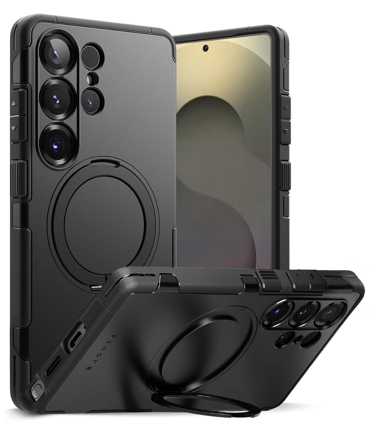 Ringke PC Alles for Samsung Galaxy S25 Ultra Case Back Cover [Strong Magnet] [Built-in Kickstand] Shockproof Protection Bumper with Adjustable Angle Stand Compatible with Magnetic Accessories-Black