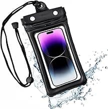 Humble TPU Universal Waterproof Pouch with HD Clarity,Floating Design,Triple-Layer Locking System,and Hands-Free Lanyard Perfect for Swimming,Boating,Pool,Beach Fits Smartphones Up to 6.9" Black