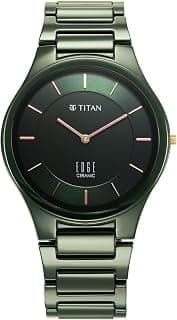 EDGE EDGE Titan Ceramic Quartz Analog Green Dial Green Ceramic Strap Watch for Men - NT1696QC06