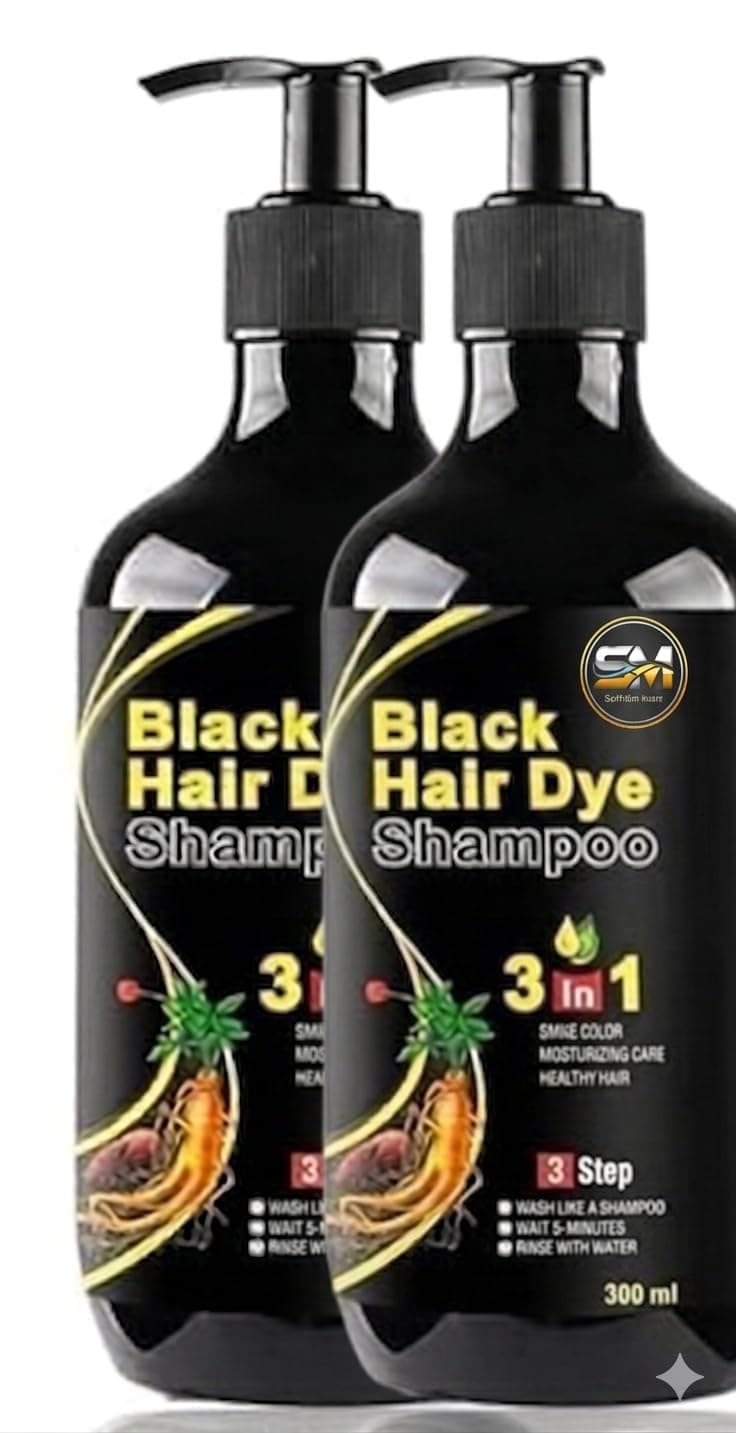 SAPANI MXA Herbal Hair Dye Shampoo, 3 in 1 Instant Black Colour, Ammonia Free All Hair Types, Natural Plant Extract (300ml, Unscented, 2)