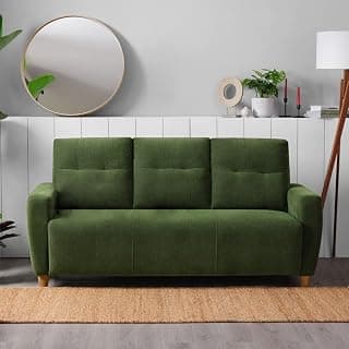 Sleepyhead Yolo Designed by Duroflex - 3 Seater Sofa |Premium Fabric, Plush 3 Layer Cushioning |Modern Buttonless Tufted & Anti-Sag Comfort |Stylish & Durable |3 Years Warranty - Avocado Green