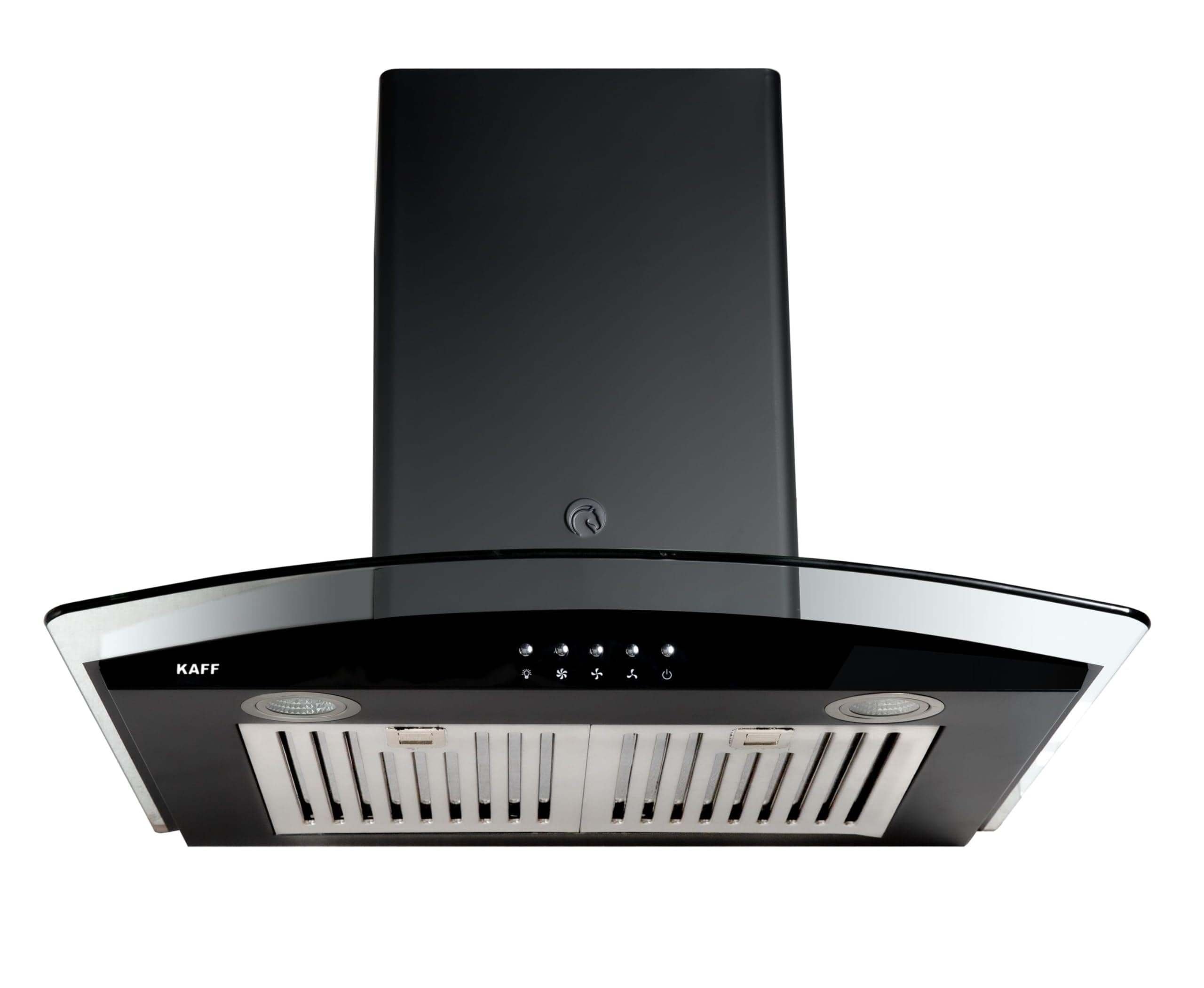 Kaff 60 cm 100 m³/hr Curved Glass Kitchen Chimney (ACE BF 60, Baffle Filter, Black)