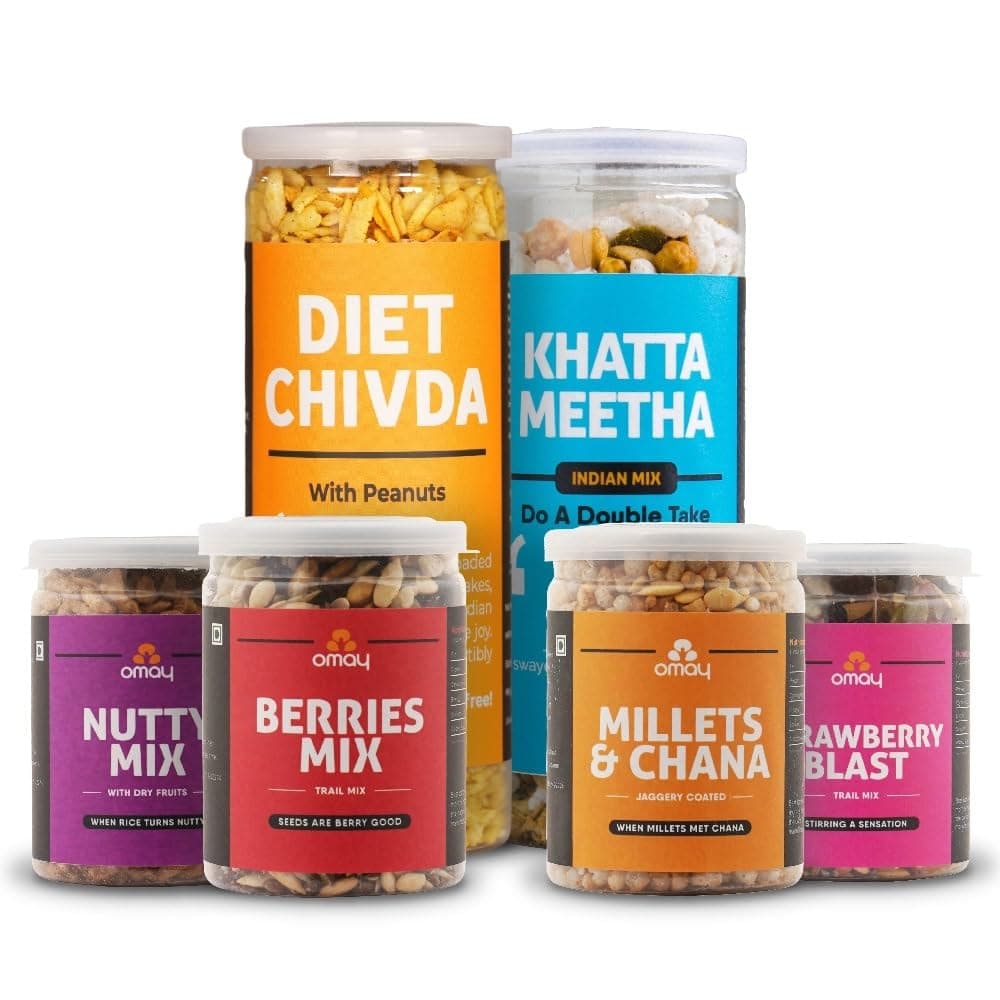 Omay Foods DESI SNACKS PACK I Roasted Namkeen I Healthy Snacks I Healthy Seeds, Berries Mix I Evening Snacks I Office Snack I Diet Snack for Weight loss