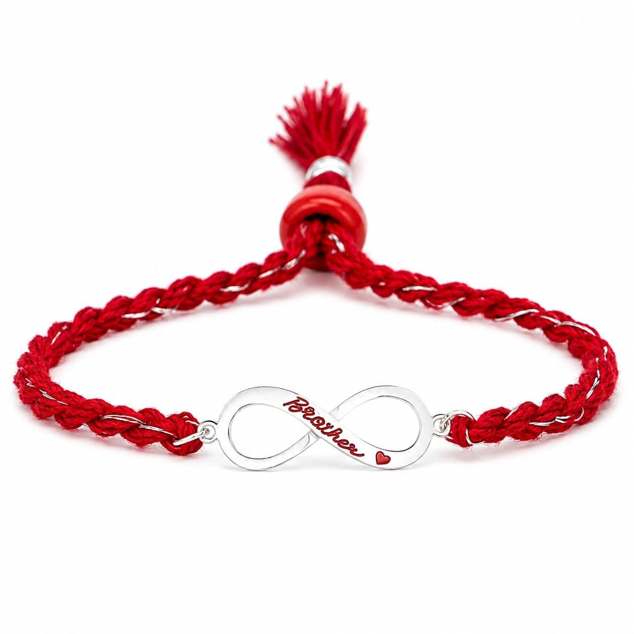 MEENAKARI HERITAGE JEWELLERY Pure 925 Sterling Silver Infinity Rakhi combo Set with Roli Chawal, Rakshabandhan Greeting Card and Authenticity Certificate For Brother/Boys/Men/ (Wrap Around)