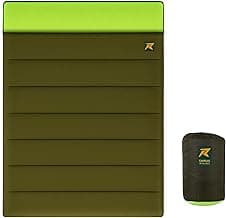 ROCKSPORT Double 2 Person Camplite Rectangular Sleeping Bag I +8 Degree C to +20 Degree C for Camping, Hiking, Indoor & Outdoor, Warm Sleep Bag l Free Adventure Pass (Yellow - Army Green)