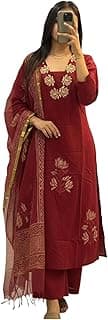 ANNI DESIGNER Women's Rayon Viscose Straight fit Printed Embroidered Kurta with Pant & Dupatta | Ethnic Kurta Set for Women | Daily, Office & Festive Traditional