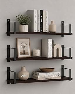 Deion Wall Mounted Bookshelf for Living Room & Bedroom | Wooden Wall Shelf for Books | Floating Wall Bookshelf | Book Shelf Wooden Wall Mounted | Decorative Wall Shelf Rack (Brown, 19X6X6)