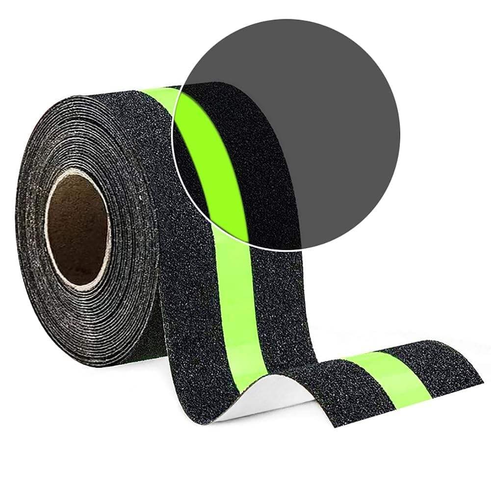 Oudain 10Meter Anti Slip Tape with Glow in Dark Stripe for Stairs Waterproof Non Slip Strips for Stair Treads Black & Green Non-Slip Traction Tapes
