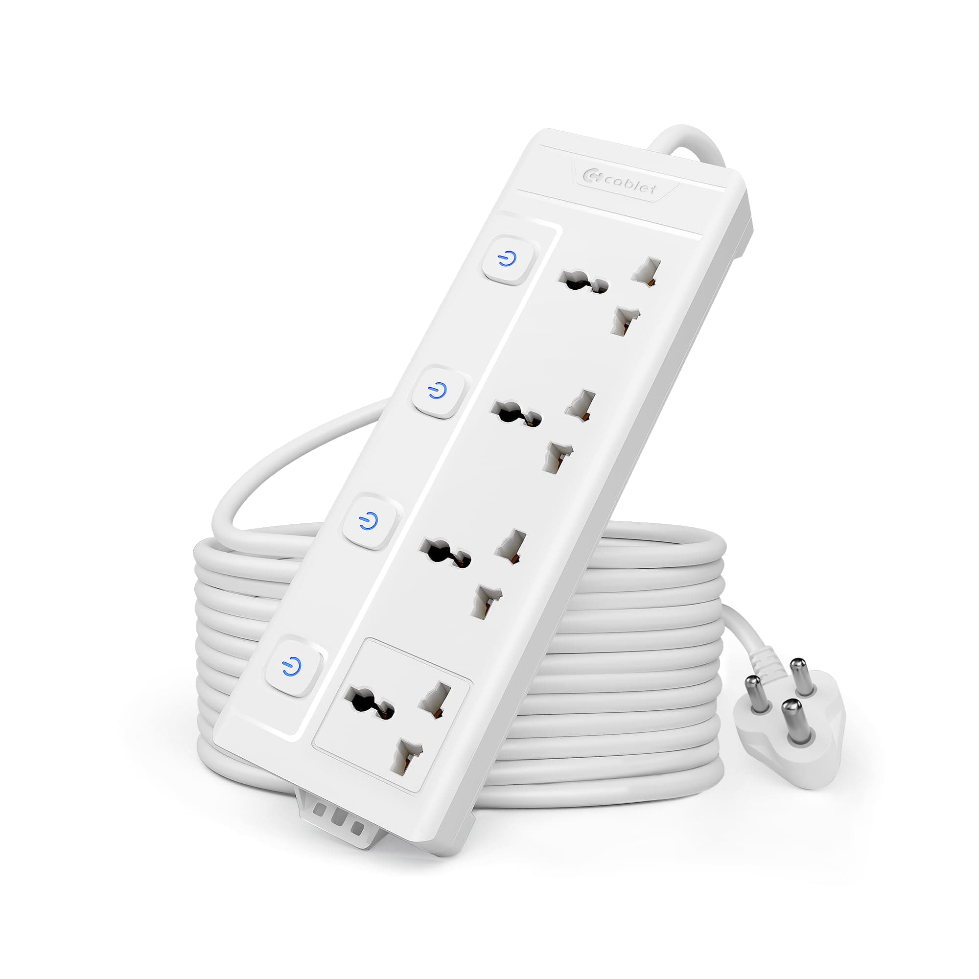 Cablet Extension Board 15 Meter Cable | 2500W 10A | 4 Universal Multi Plug Socket with Individual Switches | 15 Meter Heavy Duty Cord | LED Indicator, Power Strip & Spike Guard for Home & Office Use