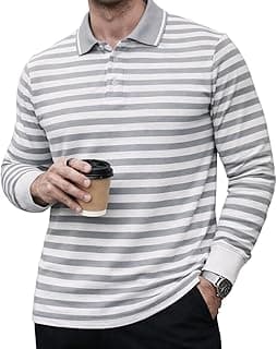 Mack Jonney Men’s Premium Striped Polo T-Shirt | Long Sleeve Cotton Blend | Casual & Smart Wear-M6721