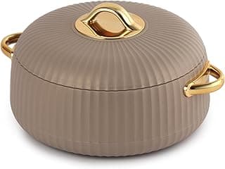 CELLO Aurum Insulated Casserole Hot Pot For Kitchen 1250 ml Brown | Easy to Serve Lightweight Outdoor Safe Keeps Food Hot and Warm Airtight Insulated Casserole Hot Pot Pack Set For Roti Rice Biryani