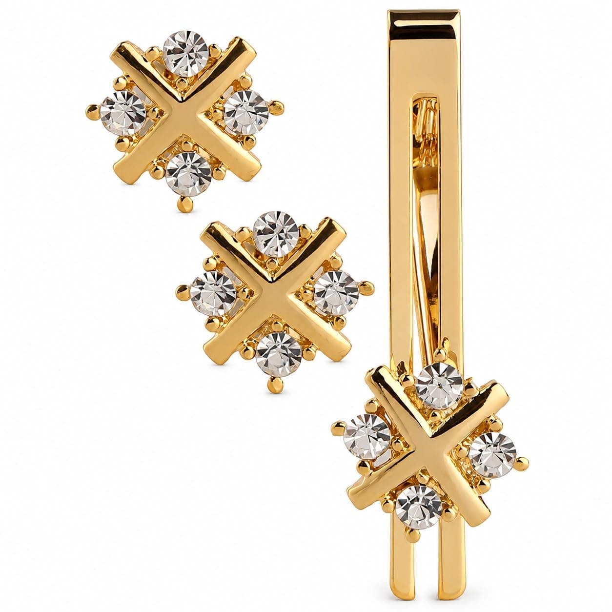 Amaal Men Jewellery Cufflinks Set Diamonds Crystals Tie pin for Men in a Gift Box Valentines Day Gifts for Men Golden Cufflink,Tie pin Combo Set Valentine's Special -Cufflink Set-101