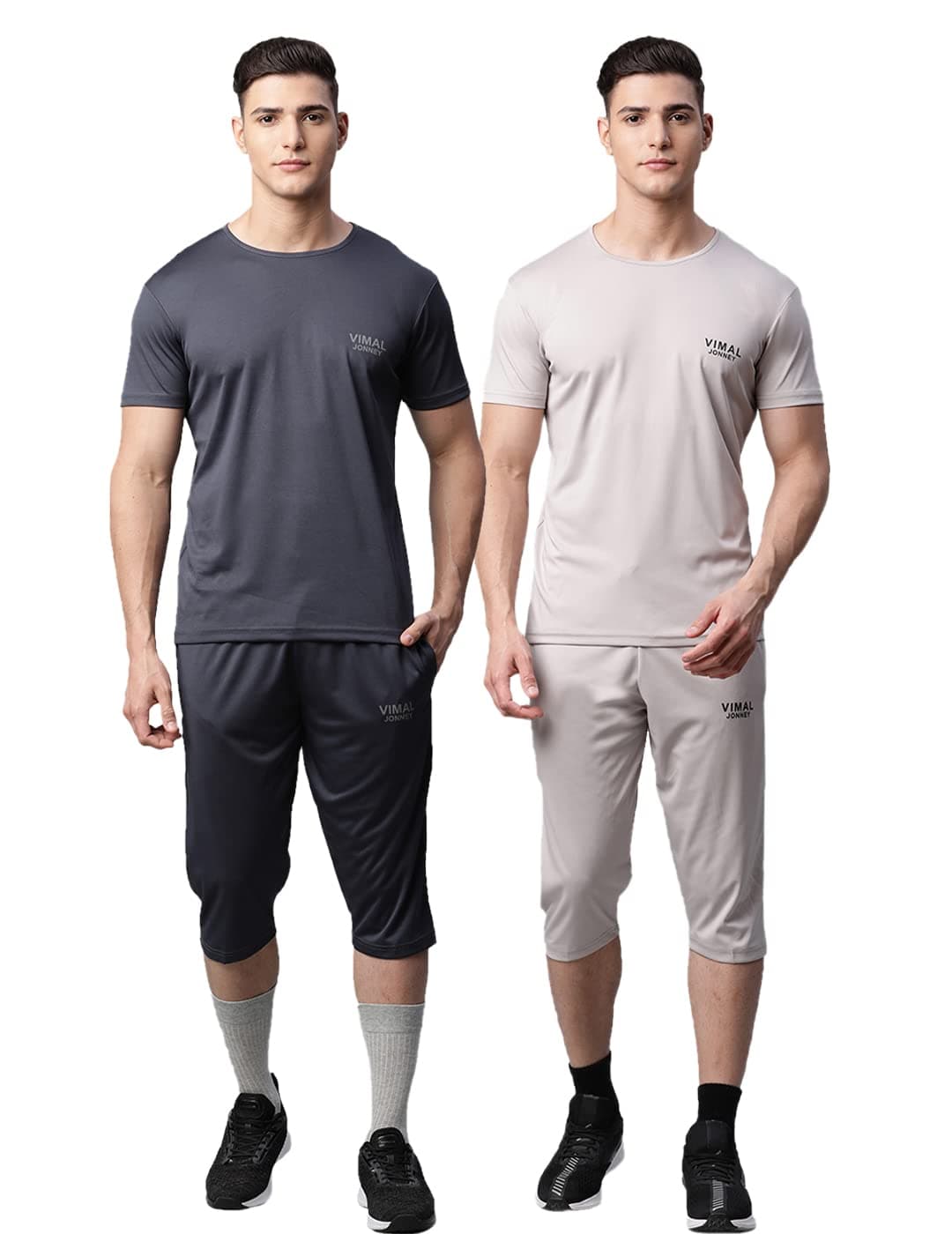 Mack Jonney Dryfit Solid Lycra Multicolor Tracksuit Co-ord Sets for Men (Pack of 2)-DRYFIT_T_D13_GRY_L.GRY_04-XL