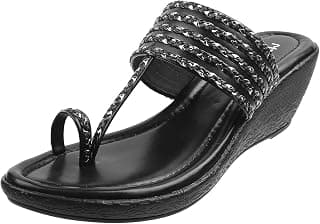 Metro Women Embellished Toe Ring Wedge Heel Ethnic Fashion Sandals