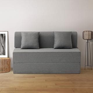 Wakefit Polyester Sofa Cum Bed | 5 Year Warranty | 2 Seater, Sofa Bed 6 X 4 Feet, Foldable Sofa Cum Bed with 2 Cushion - Flipper (Warpknit: Grey)