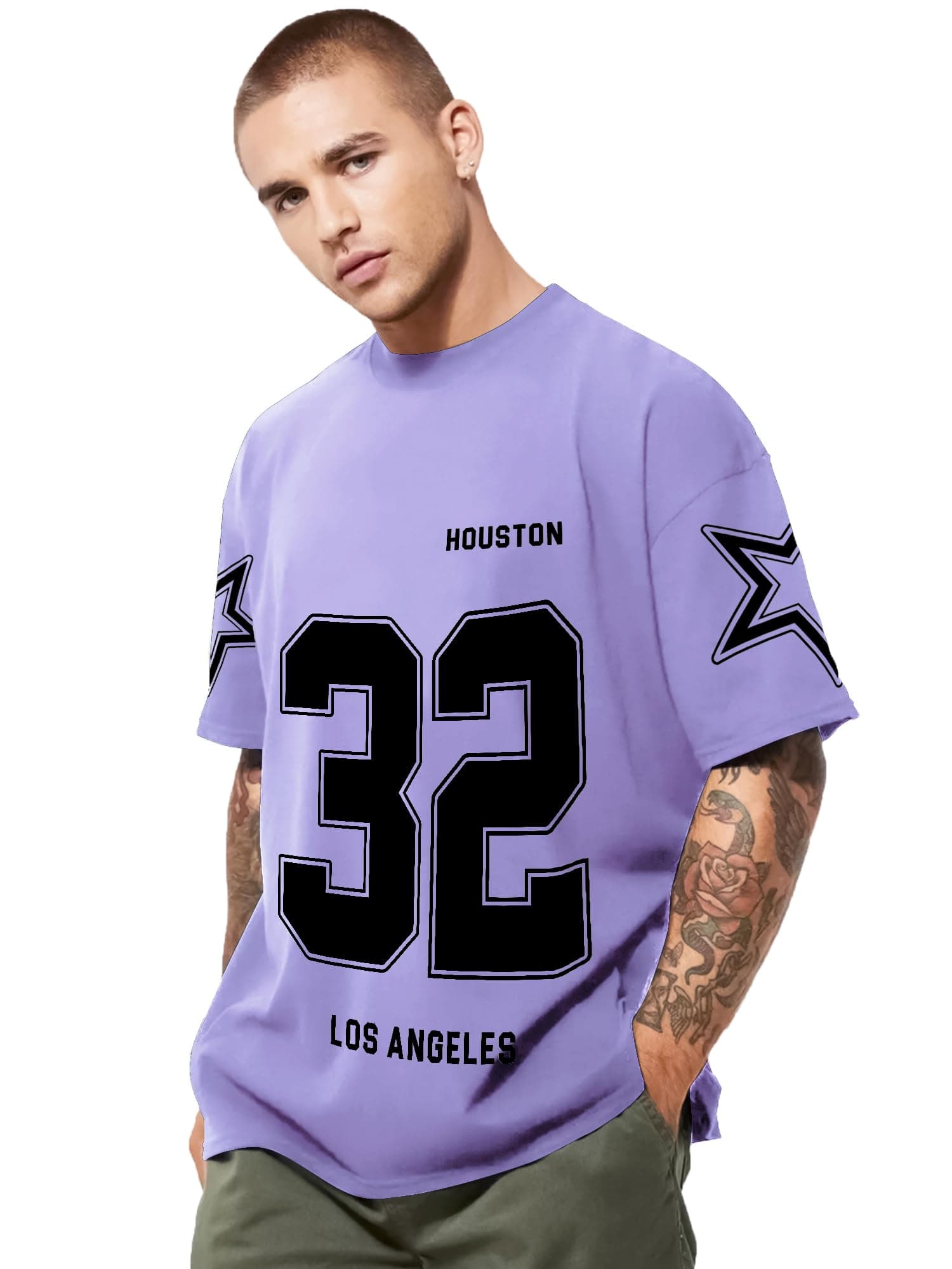 Jump Cuts Mens Printed 3/4th Sleeve Cotton Blend Oversized Fit T-Shirt for Men - Casual Cotton Tee